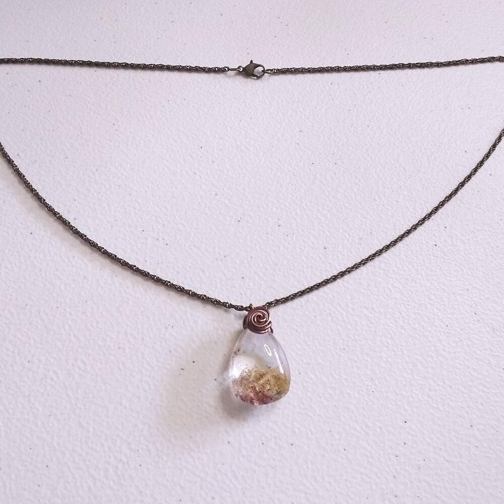 Heavy Clear Quartz Drop Pendant w. Natural Rock Inclusions +++ 23" Rope Chain - Picture 6 of 11